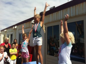 Drie winnaars atletiek op het podium